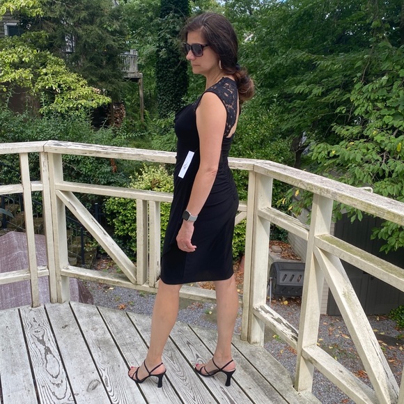 Xscape NWT Retro Black Formal Open Back Cocktail Dress Size 8 - Picture 4 of 15